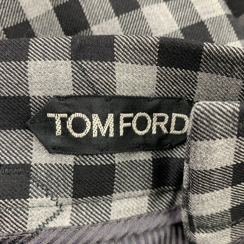 TOM FORD Size 30 Black & Grey Checkered Wool Zip Fly Dress Pants