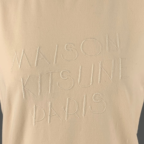 MAISON KITSUNE Taille S Polo Brodé en Coton Beige Haut Décontracté