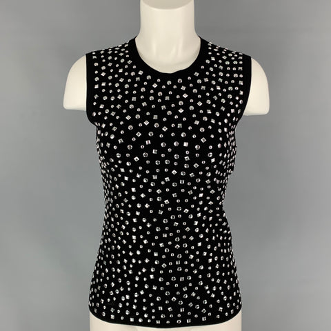 MICHAEL KORS COLLECTION Taille M Haut de robe clouté en mélange de viscose noire