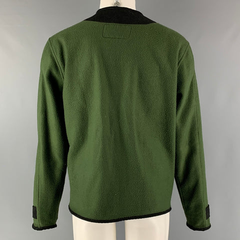 HERMANOS KOUMORI Size M Green Black Color Block Fleece Jacket