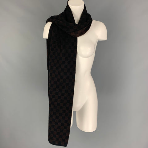 LOUIS VUITTON Brown Beige Damier Scarf