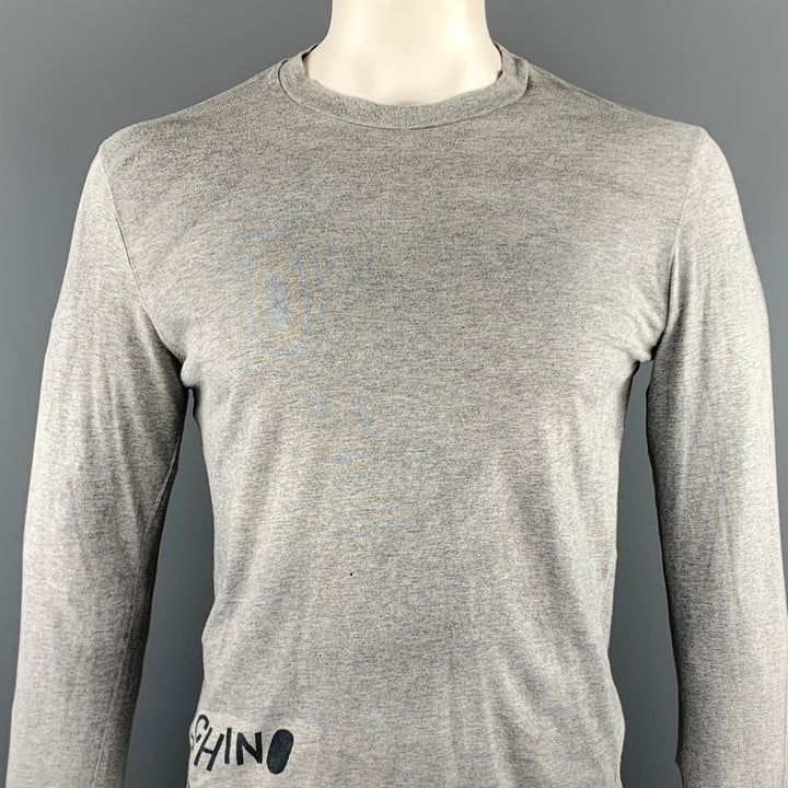 MOSCHINO JEANS Size L Grey Print Cotton Crew-Neck T-shirt