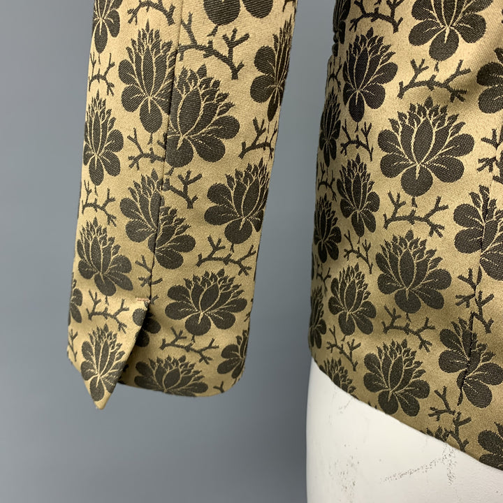 SASQUATCHfabrix Size XL Gold & Brown Floral Polyester / Cotton Sport Coat