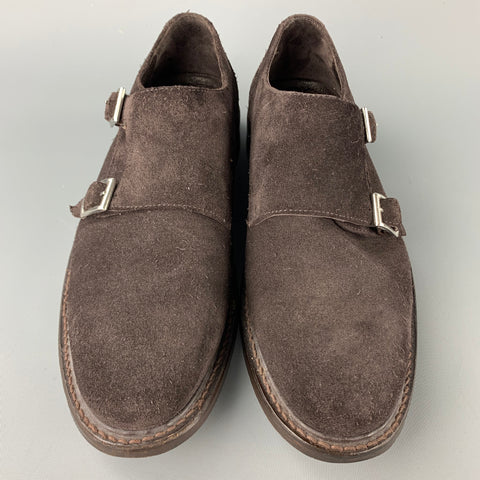 DOCKERS Size 8.5 Brown Suede Double Monk Strap Loafers
