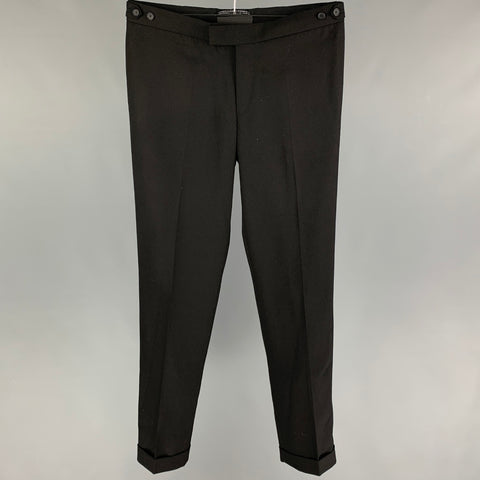 THE KOOPLES Talla 34 Pantalón de vestir de lana negro con bragueta y cremallera