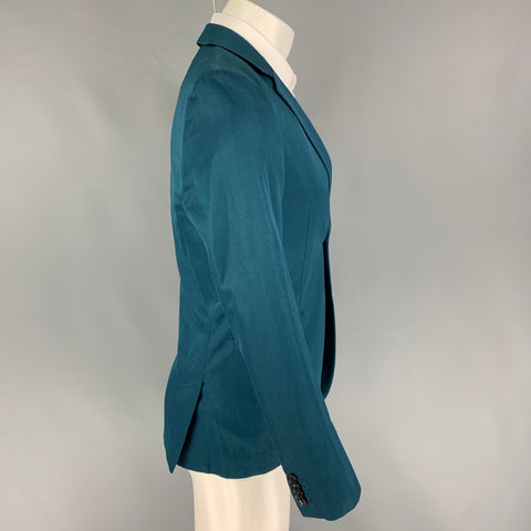 PS by PAUL SMITH Size 36 Teal Cotton Linen Notch Lapel Sport Coat