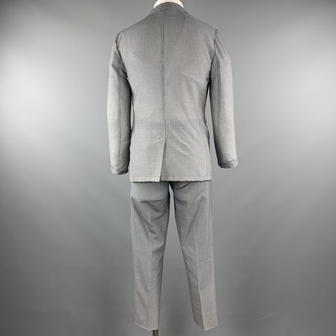 EMPORIO ARMANI Grey Houndstooth Size 36 Wool Double Breasted Suit