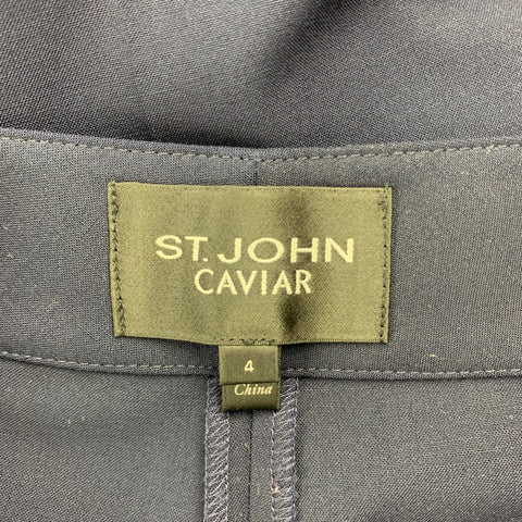 ST. JOHN Caviar Taille 4 Pantalon habillé Emma en laine mélangée marine