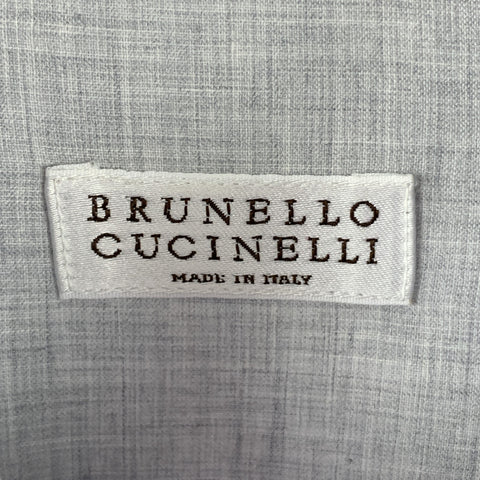BRUNELLO CUCINELLI Size XS Lavender Textured Cotton / Linen Long Sleeve Shirt