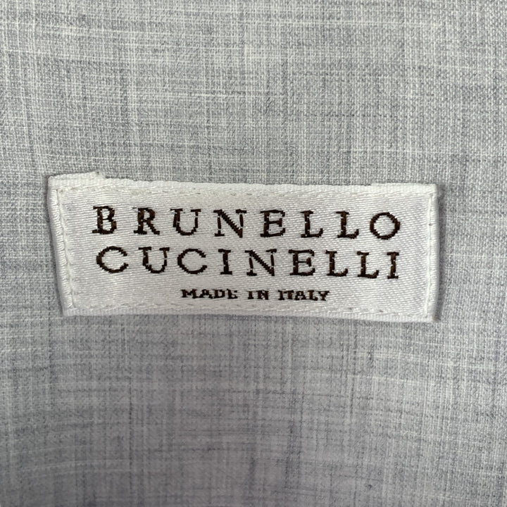 BRUNELLO CUCINELLI Talla XS Camisa de manga larga de algodón/lino con textura lavanda