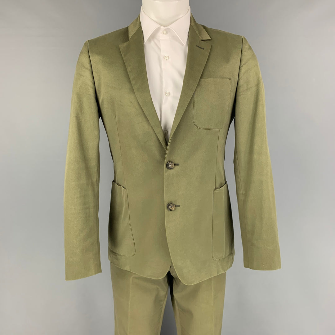 AMI by ALEXANDRE MATTIUSSI Size 40 Olive Cotton Notch Lapel Suit
