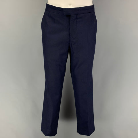 BRUNELLO CUCINELLI Size 40 Navy Cotton Silk Shawl Collar Suit