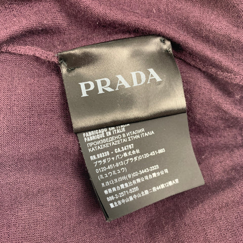 PRADA Size L Eggplant Knitted Wool Buttoned Polo