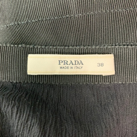 PRADA Size 2 Black Viscose &  Cotton Textured A-Line Skirt