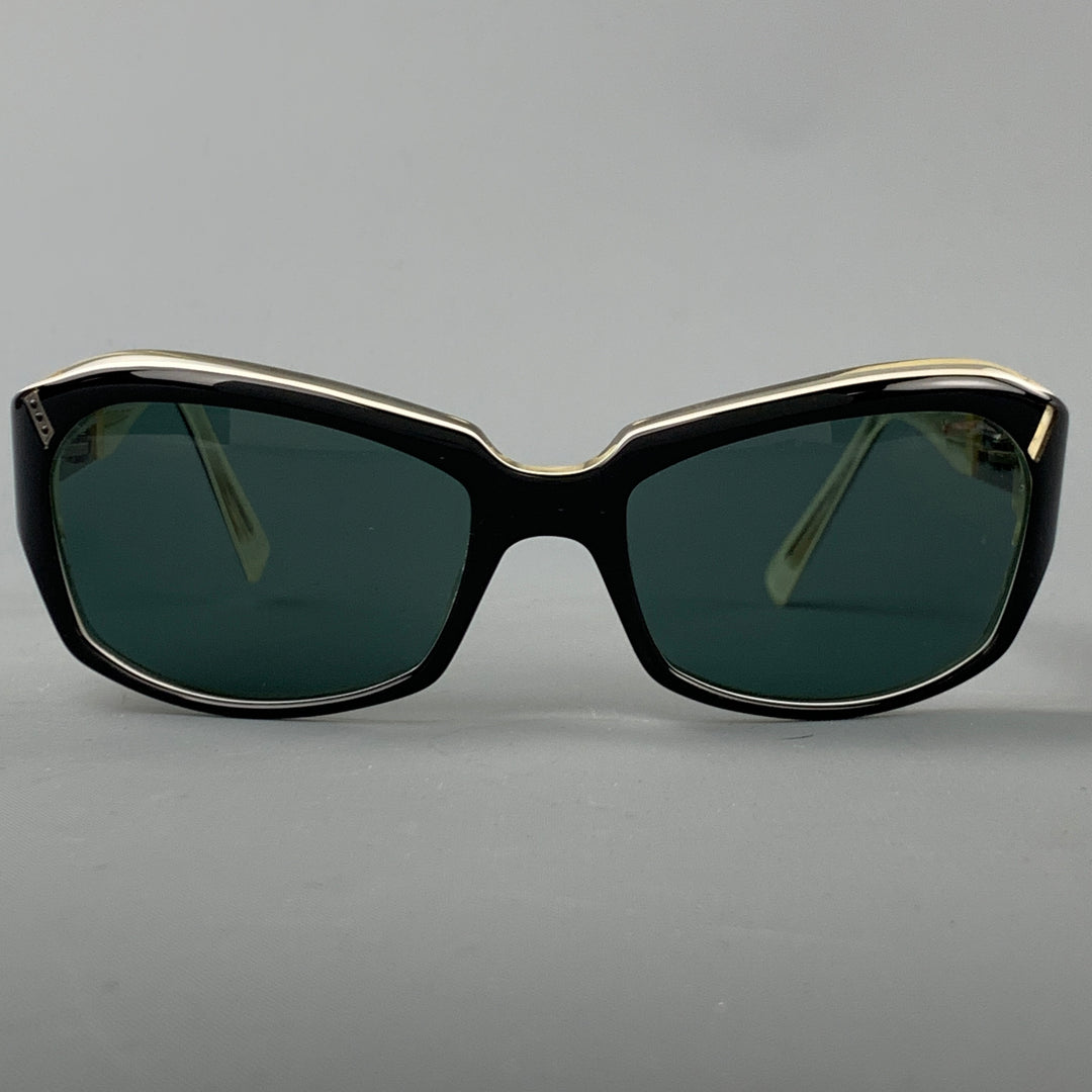 SAMA Black & Cream Acetate Swarovski Crystals Sunglasses