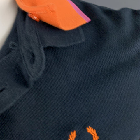 RAF SIMONS x FRED PERRY Size S Navy Orange Detachable Collar Polo