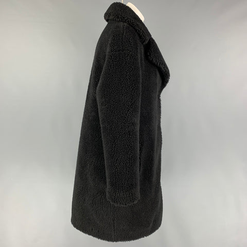 STAND STUDIO Taille XS Noir Acrylique Polyester Fausse Fourrure Camille Cocoon Coat