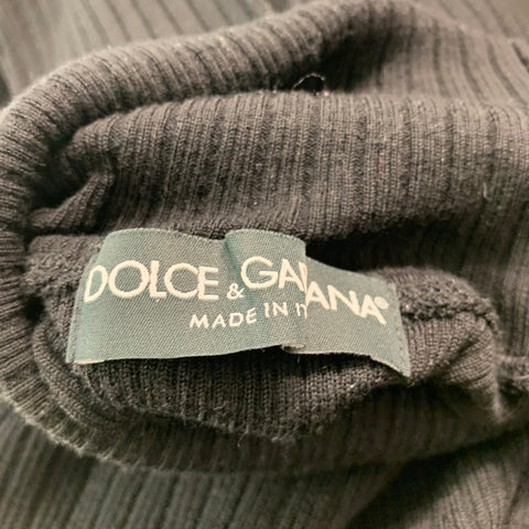 DOLCE & GABBANA Size S Black Ribbed Wool Turtleneck Pullover