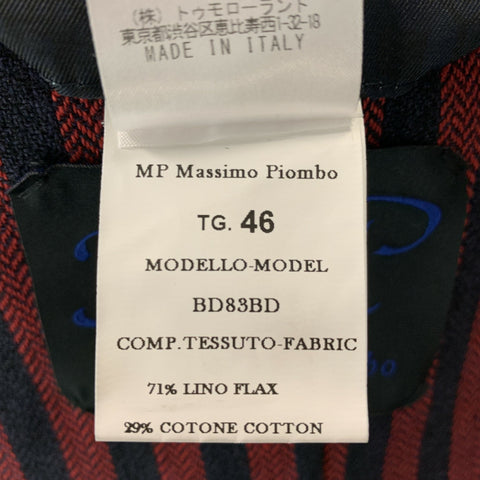 MASSIMO PIOMBO  Size 36 Red & Navy Stripe Linen &  Cotton Sport Coat