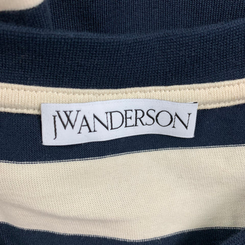 J.W.ANDERSON Size L Navy Cream Stripe Cotton Nautical T-shirt