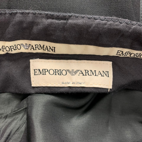 EMPORIO ARMANI Size 44 Black Wool Peak Lapel Tuxedo Suit