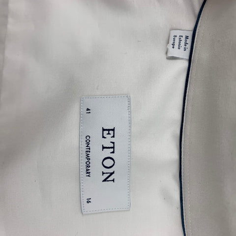 ETON Size M White Cotton Tuxedo Long Sleeve Shirt