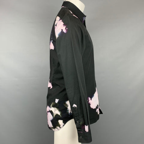 PS by PAUL SMITH Size M Black Print Cotton Button Up White Long Sleeve Shirt