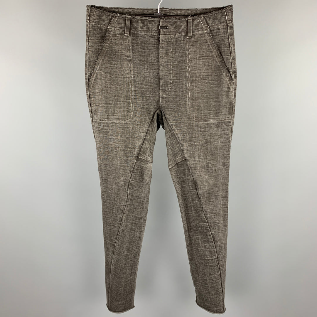 THE VIRIDI-ANNE Size 32 Charcoal Washed Cotton Asymmetrical Casual Pants