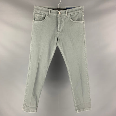 ENTRE AMIS Size 32 Grey Cotton Spandex Button Fly Jeans