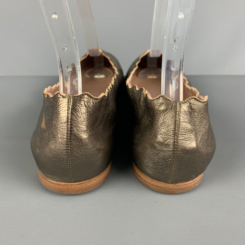CHLOE Taille 8.5 Ballerines solides en cuir doré