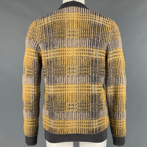 MAISON MARTIN MARGIELA Size S Grey Yellow Plaid Wool Cotton Oversized Cardigan