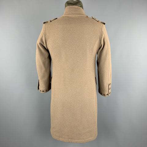 ANDREW MACKENZIE Size M Taupe Wool Blend Double Breasted Epaulettes Long Coat