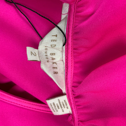 TED BAKER Vestido sin mangas de poliéster rosa talla 2