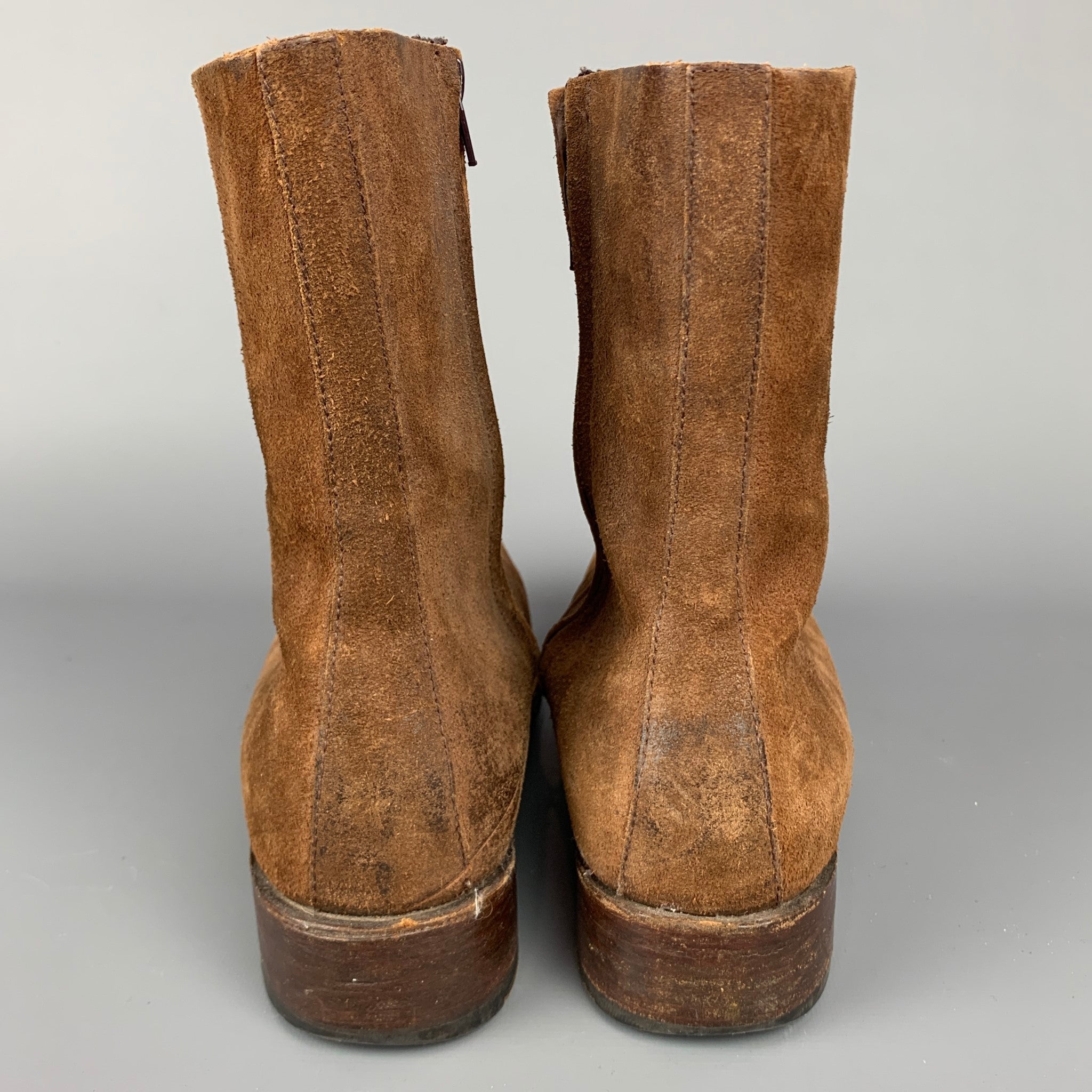 MAISON MARTIN MARGIELA Size 10 Brown Suede Square Toe Boots – Sui
