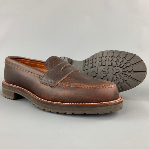 ALDEN Size 6.5 Dark Brown 5730S Kudu Leather Penny Loafers