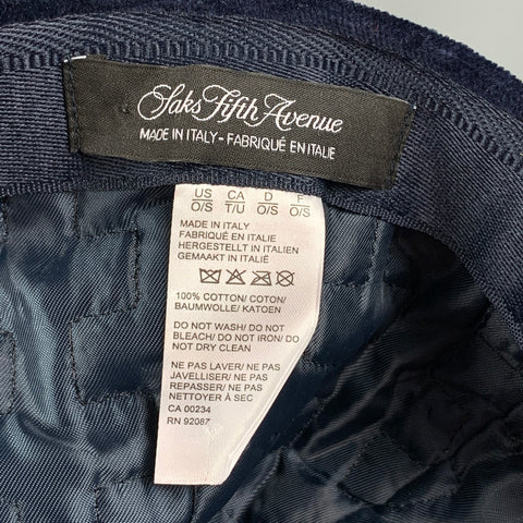 SAKS FIFTH AVENUE Navy Cotton Velvet Hat