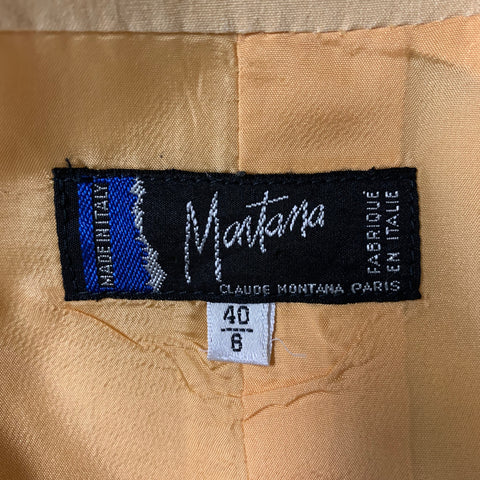 CLAUDE MONTANA Talla 8 Chaqueta frontal abierta de seda naranja sólida
