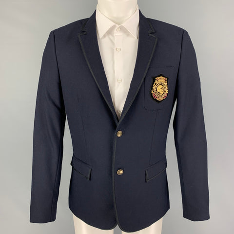 THE KOOPLES Size 38 Navy Wool Notch Lapel Sport Coat