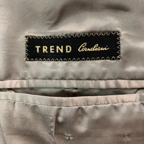 CORNELIANI Size 40 Grey Cream Pinstripe Virgin Wool Single Breasted Suit