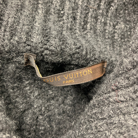 LOUIS VUITTON Size M Charcoal Knit Cashmere / Wool Half Zip Sweater