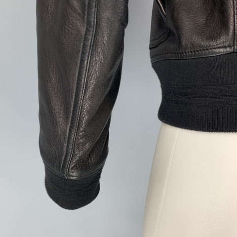 BURBERRY BRIT Size M Black Leather Zip Up Jacket