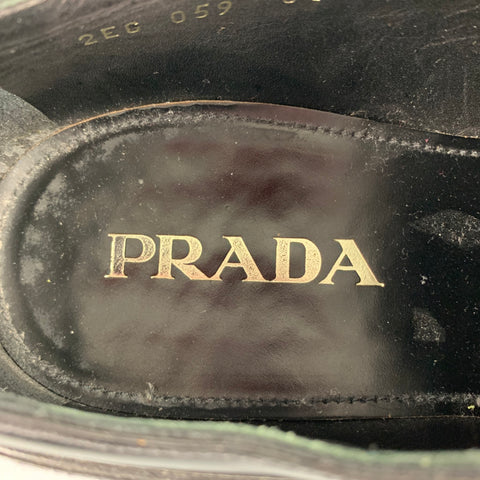 PRADA Size 9.5 Black Leather Lace Up Dress Shoes