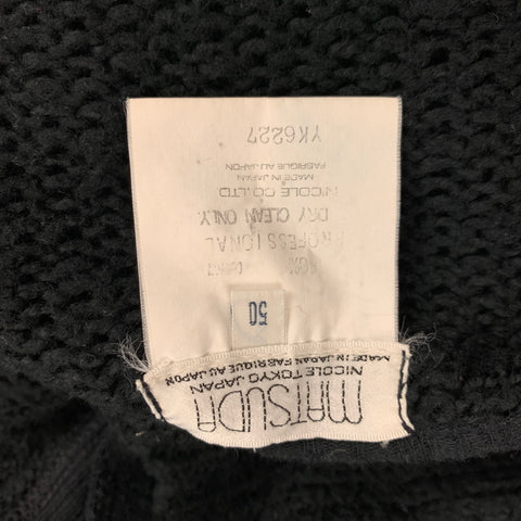 Vintage MATSUDA Size M Black Knitted Wool Collarless Cardigan