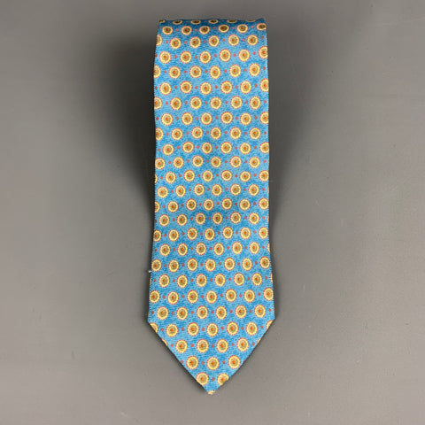 ERMENEGILDO ZEGNA Blue Yellow Dots Silk Tie
