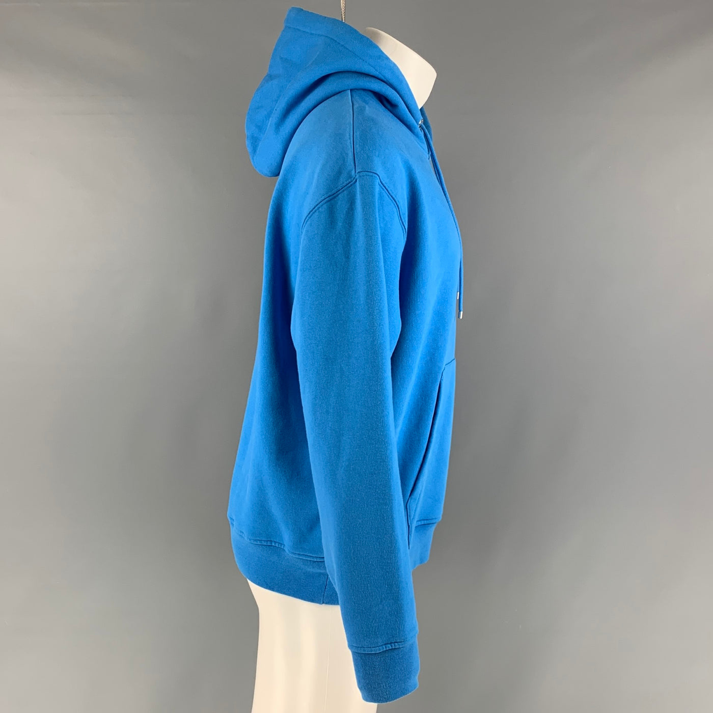 FRAME Size S Blue and  White Logo Cotton & Polyester Hooded Sweatshirt