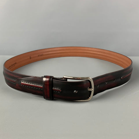 ALLEN EDMONDS Size 36 Black Red Two Tone Leather Belt