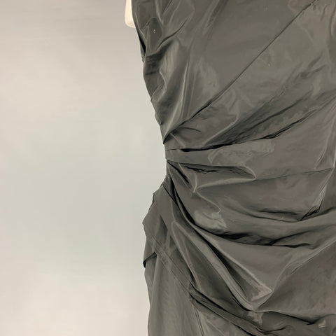 PORTS 1961 Size 10 Black Polyamide Polyester Ruched Sleeveless Cocktail Dress