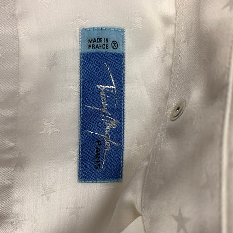 Vintage THIERRY MUGLER Size XL White Star Print Cotton Long Sleeve Shirt