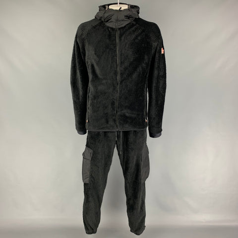 MONCLER Size L Black Fleece Polyester 2 Piece Set