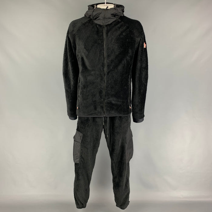 MONCLER Size L Black Fleece Polyester 2 Piece Set